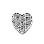 14K White Gold Micro Pave Cubic Zirconia Heart Charm Pendant