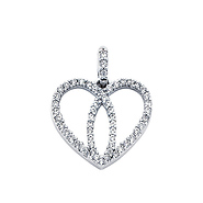14K White Gold Heart Cubic Zirconia Charm Pendant