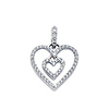 14K White Gold Love Heart Cubic Zirconia Charm Pendant