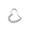 14K White Gold Cubic Zirconia Journey Heart Charm Pendant