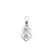 14K White Gold Interlocking Hearts CZ Charm Pendant