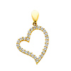 14K Yellow Gold Floating Cubic Zirconia Heart Charm Pendant