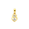 14K Yellow Gold Interlocking Hearts Cubic Zirconia Charm Pendant