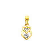 14K Yellow Gold Interlocking Hearts Cubic Zirconia Charm Pendant