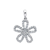 14K White Gold Flower CZ Cubic Zerconia Charm Pendant