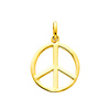 14K Yellow Gold Peace Sign CZ Cubic Zerconia Charm Pendant
