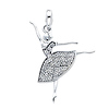 14K White Gold Ballerina CZ Cubic Zerconia Charm Pendant