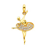 14K Yellow Gold Ballerina CZ Cubic Zerconia Charm Pendant
