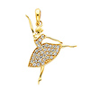 14K Yellow Gold Ballerina CZ Cubic Zerconia Charm Pendant