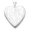 14K White Gold Engraved Heart Locket Pendant (0.8' or 20mm Height)