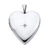 14K White Gold Diamond-Accent Heart Locket Pendant (0.8' Inches or 20mm, 0.10 CT)