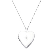 14K White Gold Diamond-Accent Heart Locket Pendant Necklace