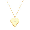 14K Yellow Gold Diamond-Accent Heart Locket Pendant (0.8' Inches or 20mm, 0.10 TCW) with 1.2mm Rolo Cable Chain - 18' Inches