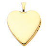 14K Yellow Gold Heart Locket Pendant (0.8' Inches or 20mm) with 1.2mm Rolo Cable Chain - 18' Inches