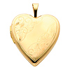 14K Yellow Gold Engraved Heart Locket Pendant (0.8