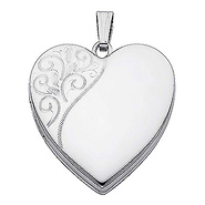 Sterling Silver Engraved Heart Locket Pendant
