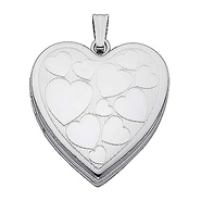 Sterling Silver Engraved Heart Locket Pendant