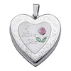 Sterling Silver Pink Enamel Engraved Heart 'I Love You' Locket Pendant