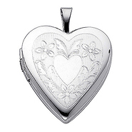 Sterling Silver Engraved Heart Locket Pendant