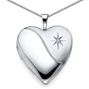 Sterling Silver Engraved Diamond-Accent Heart Locket Pendant (1/10 ctw., HI, I1-I2)