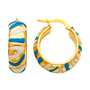 14K Yellow Gold 8mm Elegant Hoop Earrings with Enamel (0.8' or 20mm Diameter)