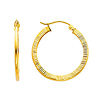 14K Yellow Gold 2mm Diamond-Cut Elegant Hoop Earrings (0.8' or 20mm Diameter)