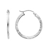 14K White Gold 2mm Diamond-Cut Elegant Hoop Earrings (0.8' or 20mm Diameter)