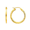 14K Yellow Gold 2mm Diamond-Cut Elegant Hoop Earrings (0.6' or 15mm Diameter)