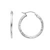 14K White Gold 2mm Diamond-Cut Elegant Hoop Earrings (0.6' or 15mm Diameter)