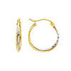 14K Yellow and White 2 Tone Gold 3mm Elegant Hoop Earrings (0.6' or 15mm Diameter)