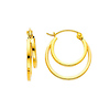 14K Yellow Gold 4mm Double Elegant Hoop Earrings (0.7' or 16mm Diameter)