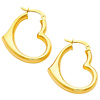 14K Yellow Gold High Polished Medium Heart Fancy Hinged Earrings