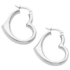 14K White Gold High Polished Medium Heart Fancy Hinged Earrings