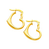 14K Yellow Gold High Polished Small Heart Fancy Hinged Earrings