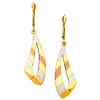14K Tri Color Gold Fancy Dangle Hanging Earrings with Fishhook for Women