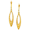 14K Yellow Gold Fancy Dangle Hanging Earrings with Fishhook for Women