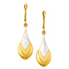 14K Yellow and White 2 Two Tone Gold Teardrop Fancy Dangle Hanging Earrings with Fishhook for Women