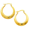 14K Yellow Gold Diamond Cut/High Polished Elegant Hinged Hoop Earrings (0.8' or 20mm diameter)