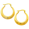 14K Yellow Gold Diamond Cut/High Polished Elegant Hinged Hoop Earrings (0.8' or 20mm diameter)