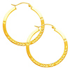 14K Yellow Gold 1.5mm High Polished Elegant Hoop Earrings (1' or 25mm Diameter)