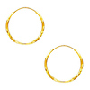 14K Yellow Gold 1.5mm Diamond Cut Satin/High Polished Elegant Endless Hoop Earrings (0.7' or 17mm  Diameter)