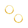 14K Yellow Gold 1.5mm Diamond Cut Satin/High Polished Elegant Endless Hoop Earrings (0.4' or 10mm  Diameter)