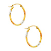 14K Tri-Color Gold Diamond Cut Tube Oval Hoop Earrings (0.5' or 12mm Diameter)