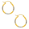 14K Yellow and White 2 Two Tone Gold Diamond Cut Tube Hoop Earrings (0.6' or 16mm Diameter)