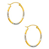 14K Yellow and White 2 Two Tone Gold Diamond Cut Tube Oval Hoop Earrings (0.5