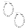 14K White Gold 3mm Twisted Oval Hoop Earrings