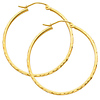14K Yellow Gold 1.5mm High Polished Classic Hinged Hoop Earrings  (1.3' or 33mm Diameter)