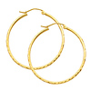 14K Yellow Gold 1.5mm High Polished Classic Hinged Hoop Earrings  (1' or 25mm Diameter)