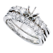 Round Diamond Wedding Set 14k White Gold Setting (0.64ctw)