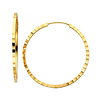 14k Yellow Gold 1.5mm Multifaceted Square Tube Endless Hoop Earrings (1' or 25mm)